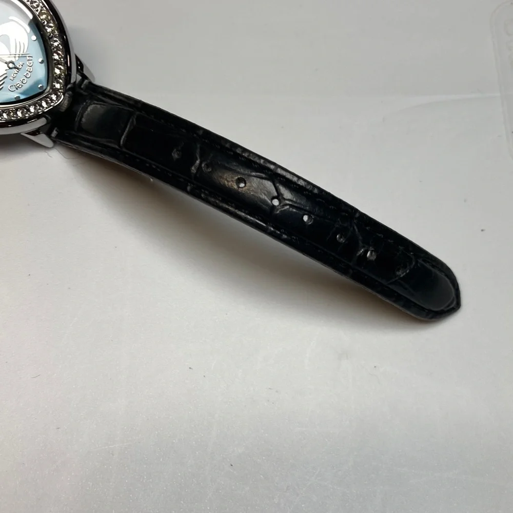 Rovada Claddagh Watch Women Silver Tone Heart blue Dial New Battery black strap